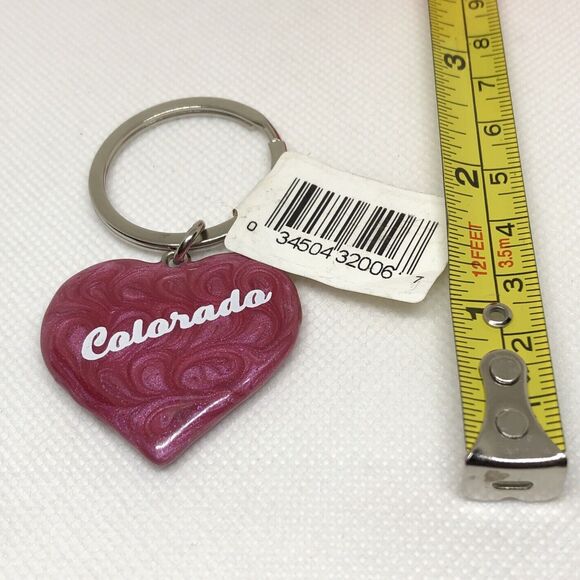 Colorado Heart Shaped Pink Marble Keychain Cute Metal Souvenir Key Fob - Picture 4 of 4